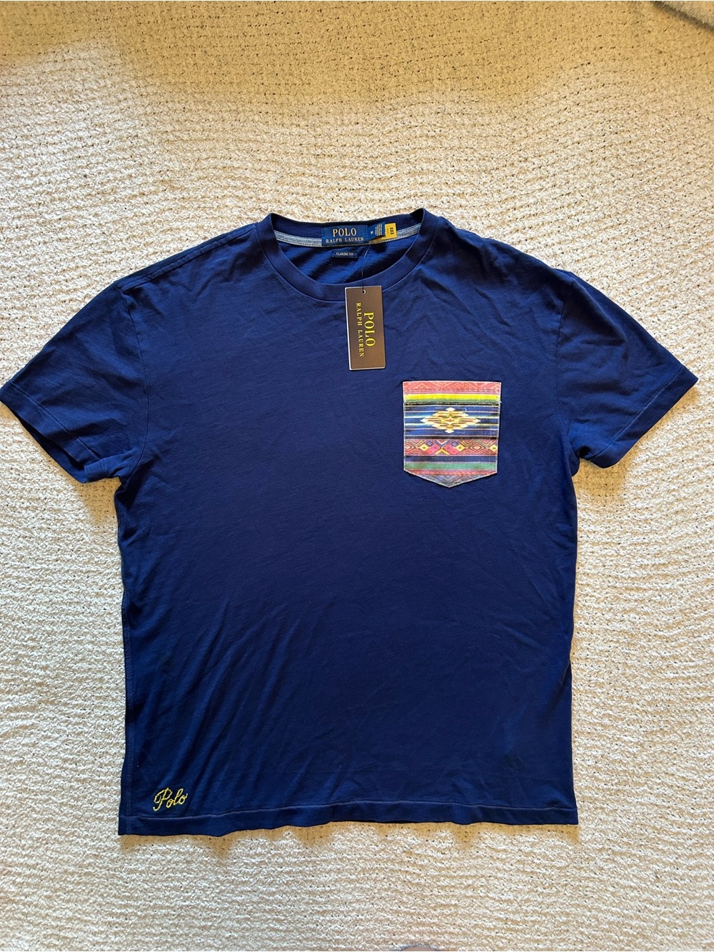 NWT Medium Polo Ralph Lauren Classic Fit Southwestern Pocket T-Shirt